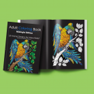 Adult Coloring Book: Midnight Edition: 29 Animal Designs for Stress Relief